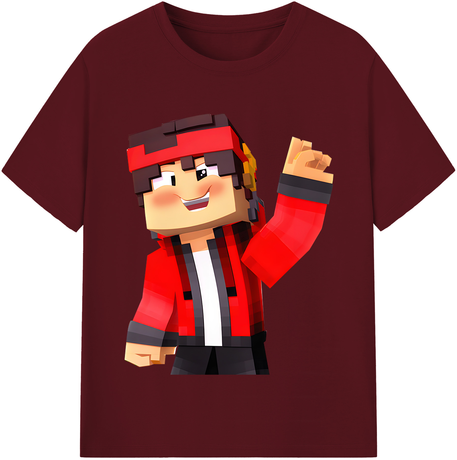 （画像用） マインクラフト ブロックの世界 Minecraft MC Block world 綿100％半袖Tシャツ（フロントプリント）